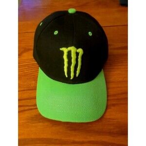 Monster Energy Drink Ball Cap Black W Neon Green Brim Hat